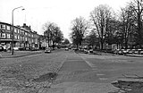 Wegreconstructie nabij het Cannerplein, hier nog met kasseibestrating, 1969