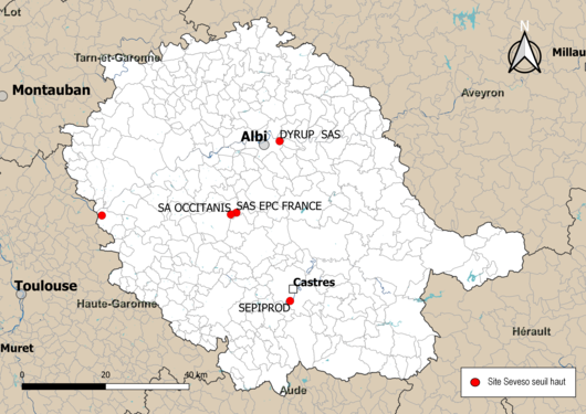 Carte des sites « Seveso seuil haut ».