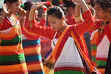 Barman Dimasa damsel while performing Baidima, the traditional dance.