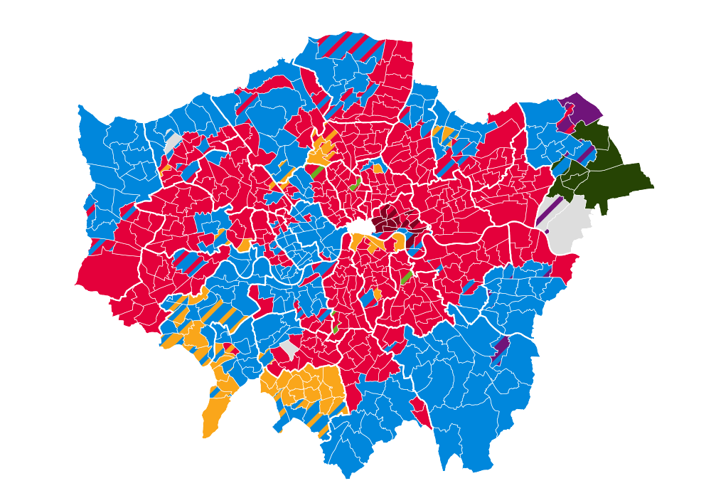 2014 London local elections results map