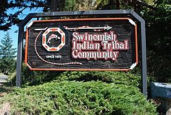 Sign at the entrance to the Swinomish Reservation