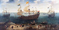 A "De Hollandsche Tuyn" és más holland hajók visszatérése Brazíliából (olaj, vásznon, 114X279 cm)