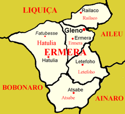 Localização de Gleno no posto administrativo de Ermera