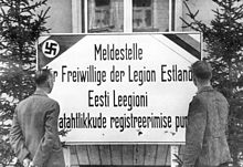 The recruiting center for the Waffen-SS Estonian Legion Estonian Legion recruiting point.jpg