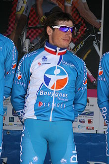 Photographie présentant Pierrick Fédrigo, vainqueur de Grand Prix de Plouay en 2008 et de plusieurs étapes du Tour de France.