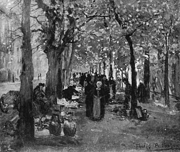 Old Market under the Trees, Bruges, by 1912