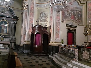 Gêxa de Santa Cataìna de Lisciàndria (Burgu Ponte, Garesce), internu, Cunfesciunâle fra l'atâ mazû e a capella laterâle