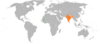 Location map for the Gambia and India.