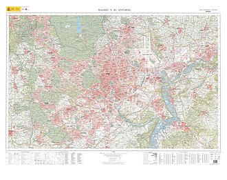 A metropolitan area usually includes a main city and a series of smaller satellite cities as can be seen in this map of Madrid's metropolitan area (click on the map to enlarge it). Hoja-especial-50-Madrid y su entorno-2012.jpg