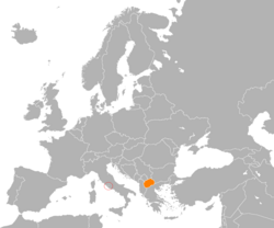 Карта с указанием местоположения Святого Престола и Северной Македонии