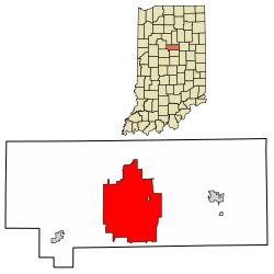 Location of Kokomo in Howard County, Indiana