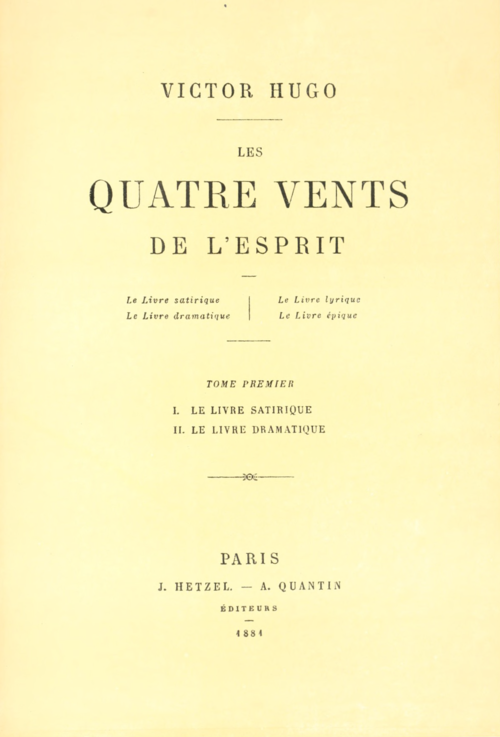 Couverture de l’édition originale des Quatre Vents de l’Esprit (Hetzel-Quantin, 1881).