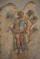 Wall painting of Priapus with two phalluses in the Lupanar 72 -79 CE [6]
