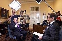 Chris Wallace interviewing Maryland Governor Larry Hogan in 2015. Interview with Chris Wallace (22973268002).jpg