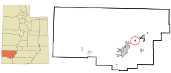 Location in Iron County and the state of Utah.