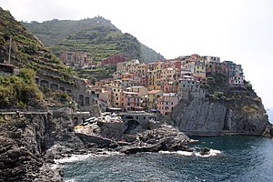 Manarola, one of the five coastal villages in the National Park of the Cinque Terre.