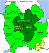 Map of Mercia and subject kingdoms