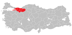 Location of قوجائلی ذیلی خطہ Kocaeli Subregion