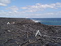 Walking across the cooled lava