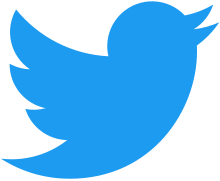 파란색으로 처리된 단순화된 새의 실루엣. 트위터의 로고.