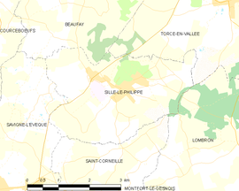 Mapa obce Sillé-le-Philippe