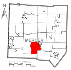 Location of East Lackawannock Township in Mercer County