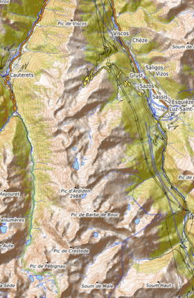 Carte topographique du massif[1],[2],[3].