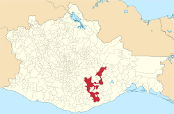 Location of the municipality in Oaxaca