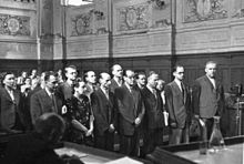 The Nagode Trial, a 1947 show trial in Slovenia Nagodetov proces - obtozenci med branjem obtoznice.jpg