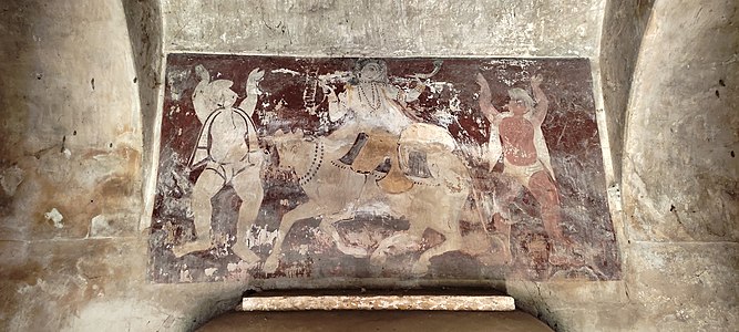 Fresco at inner sanctum in a temple at Rautkhanda.