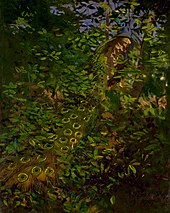 Abbott Thayer's 1907 painting Peacock in the Woods depicted a peacock as if it were camouflaged. PeacockInTheWoods.jpg