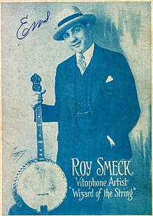 Roy Smeck holding a 4-string banjo, from a sheet music cover