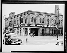 Street view of a Hertz location in Denver, Colorado in 1959 STREET VIEW (photo taken 1959) - Denver City Cable Railway Company, Lawrence and Eighteenth Streets, Denver, Denver County, CO HABS COLO,16-DENV,29-1.jpg