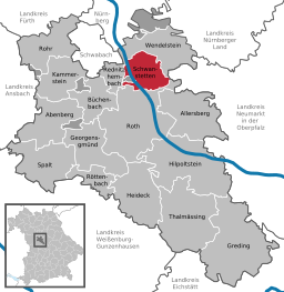 Läget för Schwanstetten i Landkreis Roth