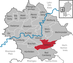 Läget för Selters (Taunus) i Landkreis Limburg-Weilburg
