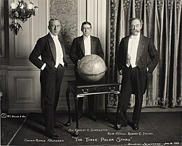 Photograph of Roald Amundsen, Ernest Shackleton and Peary