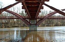 The Tridge, a multi-way bridge in Midland, Michigan, U.S. Tridge Undercarriage.jpg