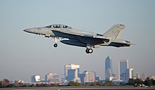 Boeing F/A-18E/F Super Hornet at Naval Air Station Jacksonville US Navy 101207-N-6106P-001 Pilots assigned to the Vikings of Electronic Attack Squadron (VAQ) 129, based at Naval Air Station Whidbey Island, pract.jpg