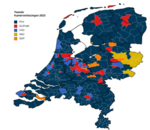 Uitslag in gemeentes (met provinciegrenzen)