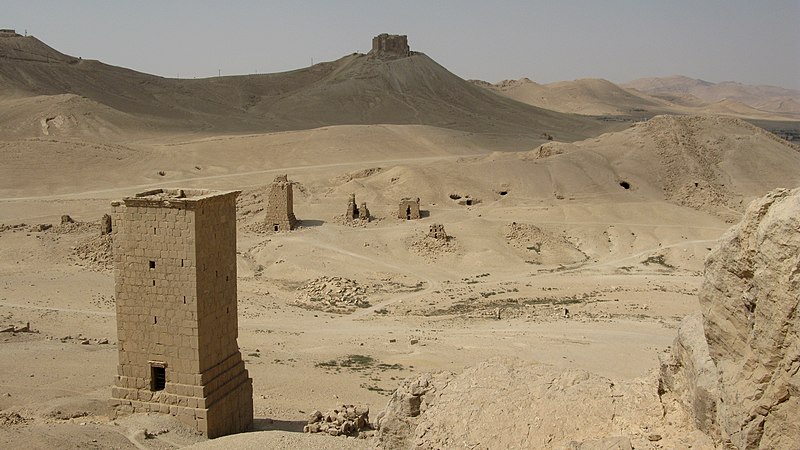 चित्र:Valley of the Tombs, Towers 2, Palmyra, Syria.jpg