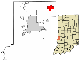 Location of Fontanet in Vigo County, Indiana.