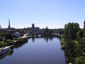 Worcester Cathedral and river Severn. Taken fr...