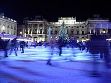 Somerset House adjacent to King's College London's East Wing has a yearly ice skating rink from November to January 01-02-05 New Year 45.jpg
