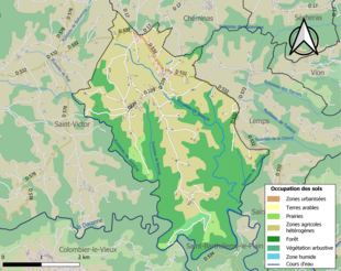 Carte en couleurs présentant l'occupation des sols.