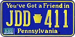 Номерной знак Пенсильвании 1985 года JDD-411.jpg
