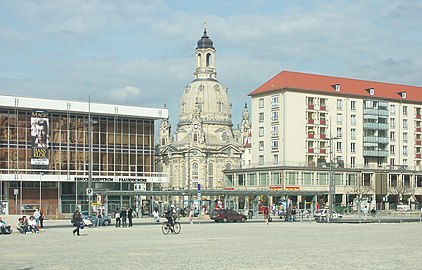 Blick vom Altmarkt zur wiederaufgebauten Frauenkirche, 2009