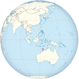 Ashmore and Cartier Islands on the globe (Southeast Asia centered) (small islands magnified).svg