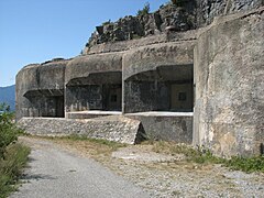 Casemate d'artillerie pour trois canons de 75 mm (ouvrage de Rimplas, bloc 5).