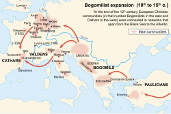 Карта экспансии богомильцев в Европе