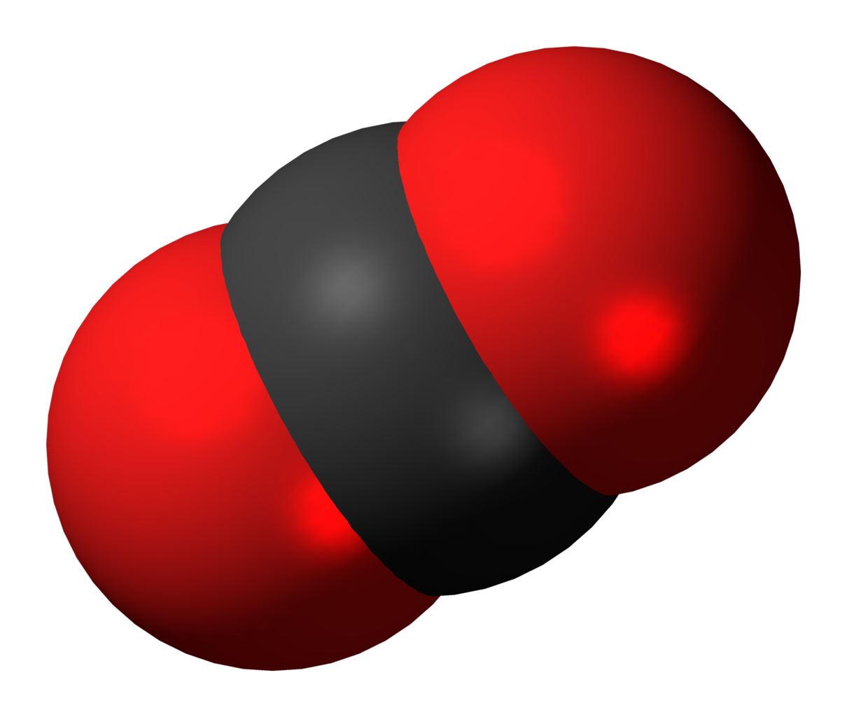 Space-filling model of carbon dioxide